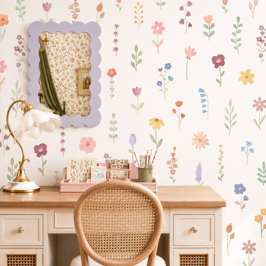 cottagecore wildflower wall decals